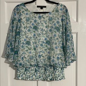 Chaus Floral Blouse - Blue and Green